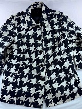 Rafaella Black and White Patterned Pea Coat
